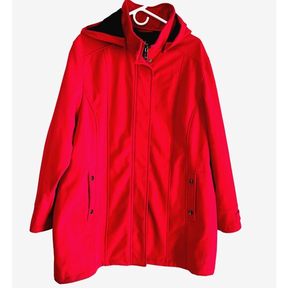 Womens Coat Plus Size 16 W Extra Large Red Hooded Gorpcore Jacket Preppy** - Picture 1 of 8